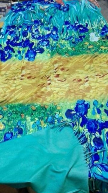 Кашмирен топъл шал - картина Irises - 0
