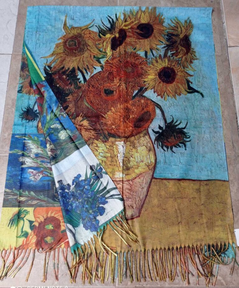 Кашмирен двулицев шал – картини “The Sunflowers”
