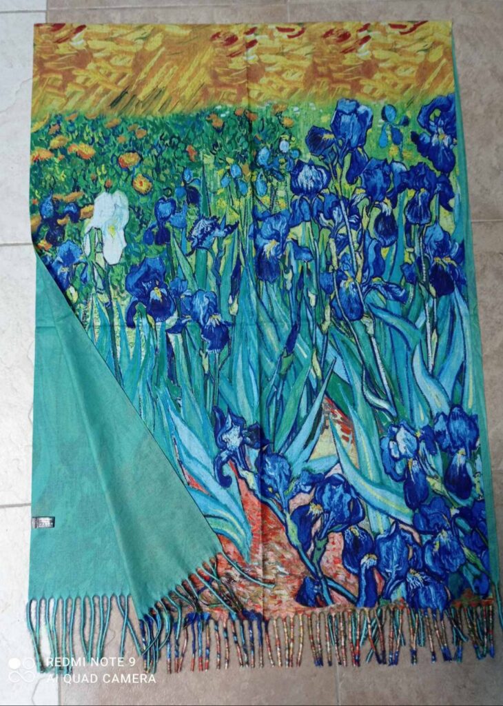 Кашмирен топъл шал - картина Irises