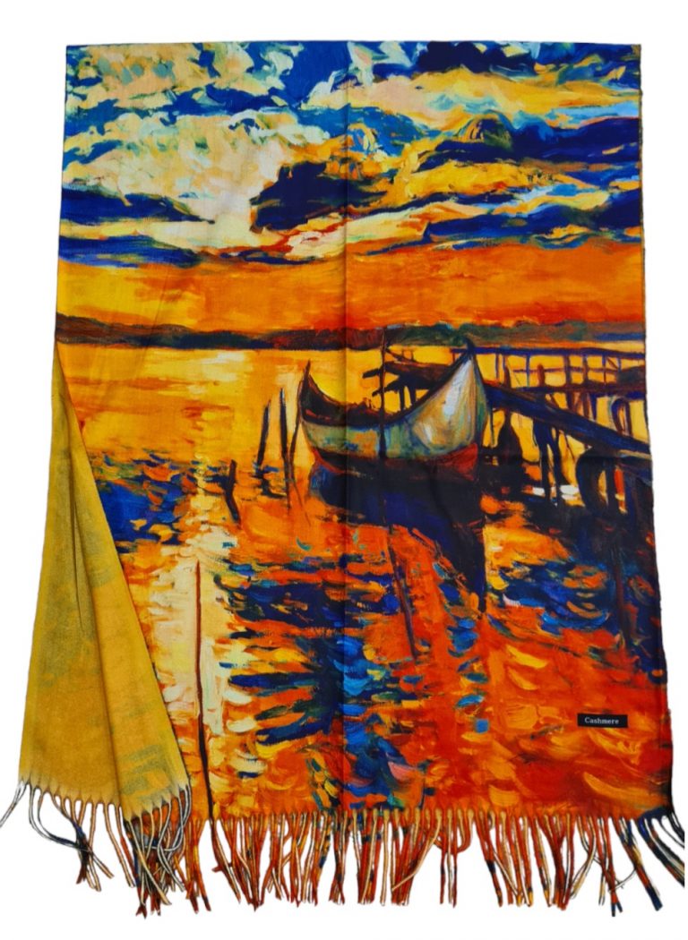 Кашмирен шал – картина “Boats at the coast”