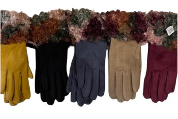 Дамски велурени ръкавици с астраган Fashion