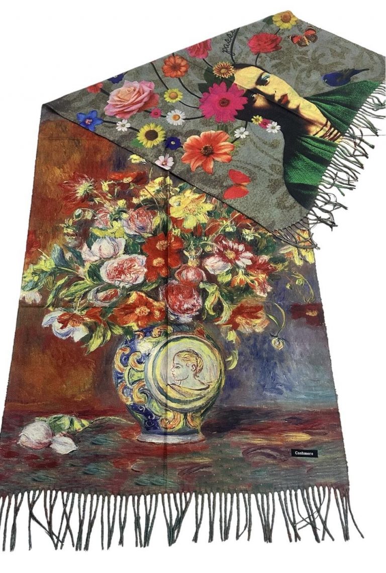 Кашмирен двулицев шал Honey vase