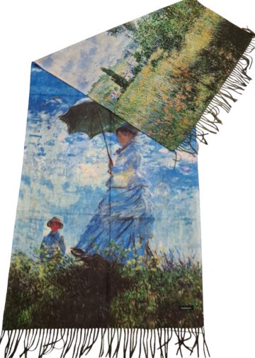 Кашмирен двулицев шал картина Lady with the parasol