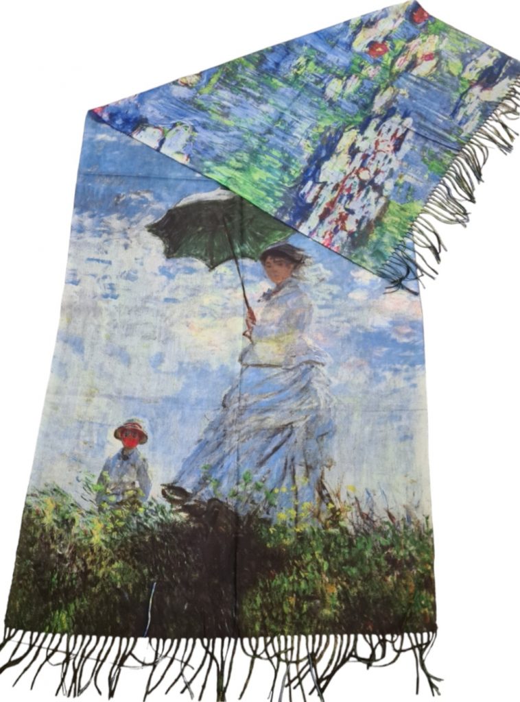 Кашмирен двулицев шал картина Lady with the parasol - 0