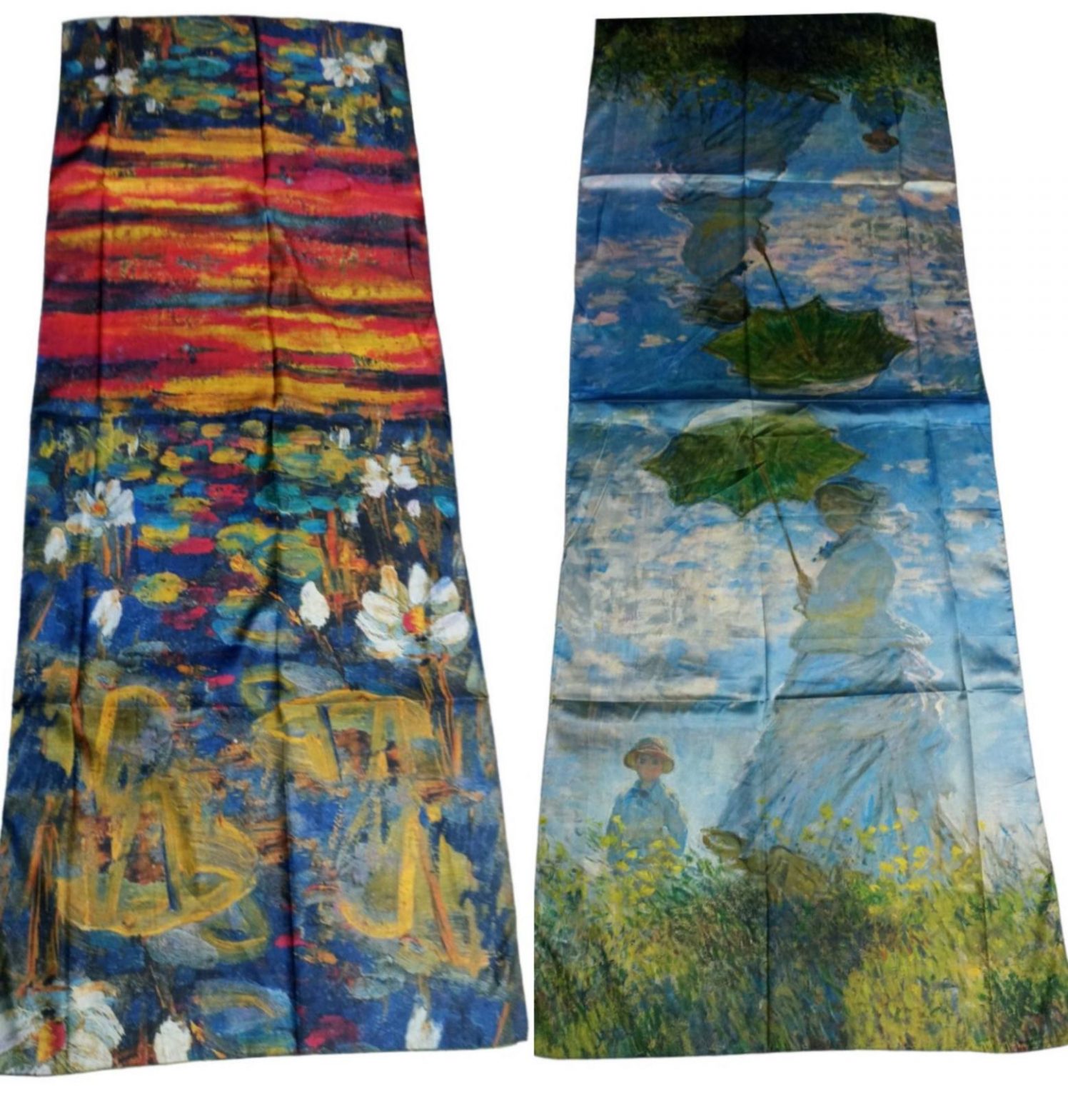 Копринен шал-картина Водни лилии 1317
