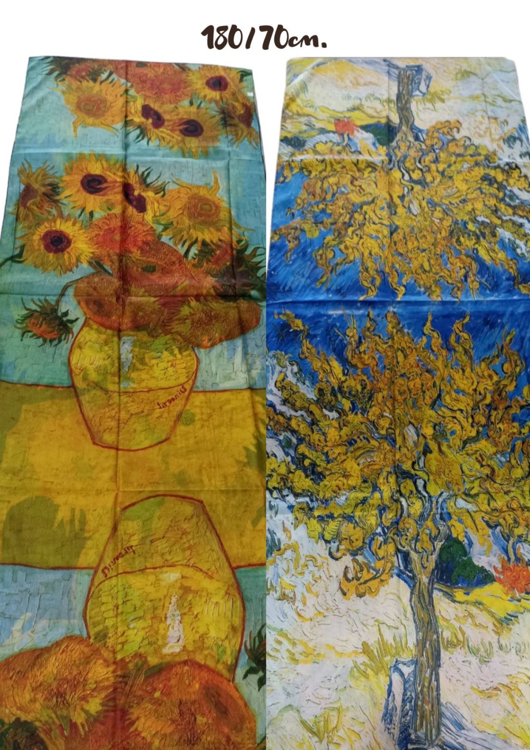 Двулицев копринен шал-картина Черничевото дърво 23