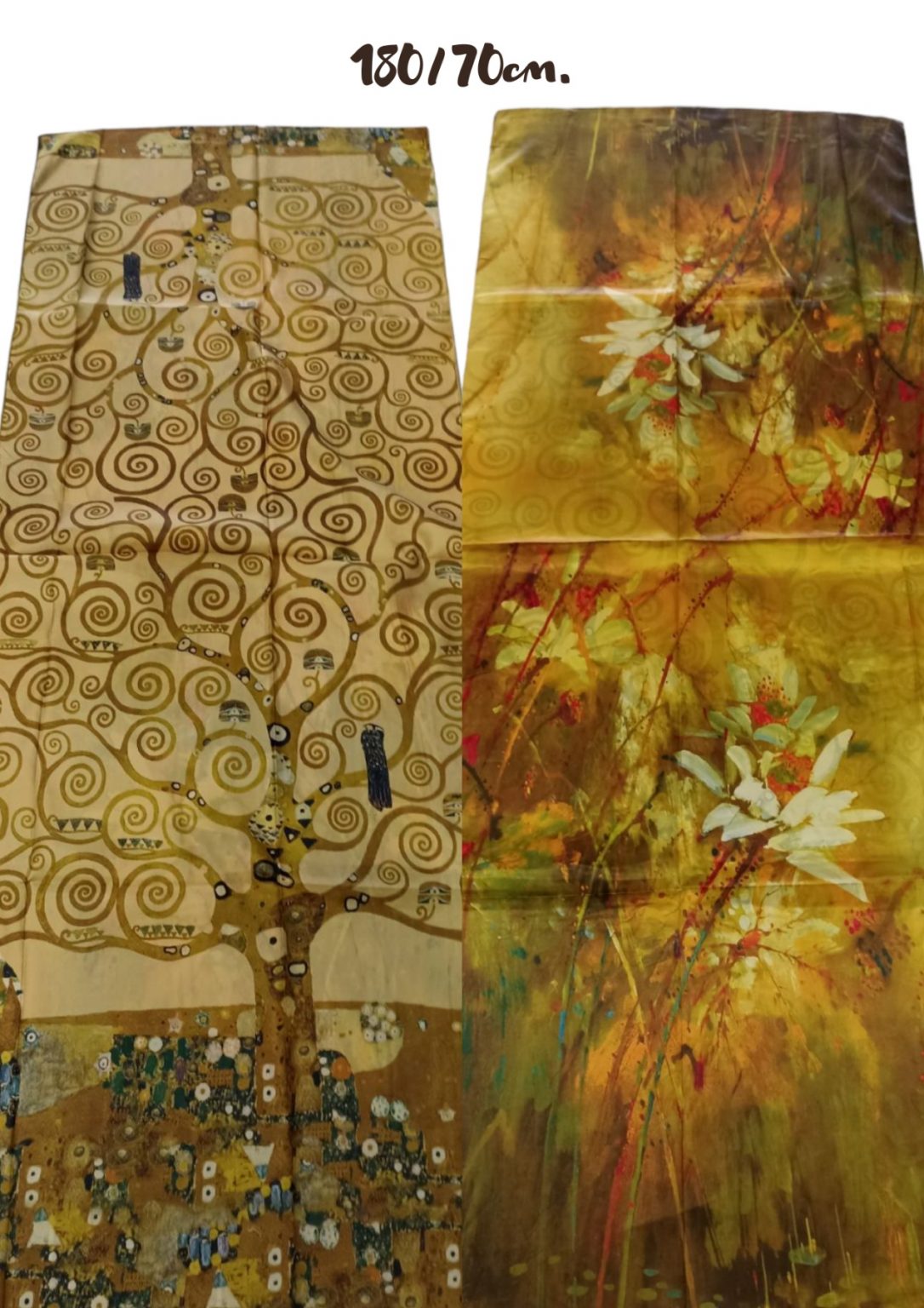 Двулицев копринен шал - картина Дърво 24