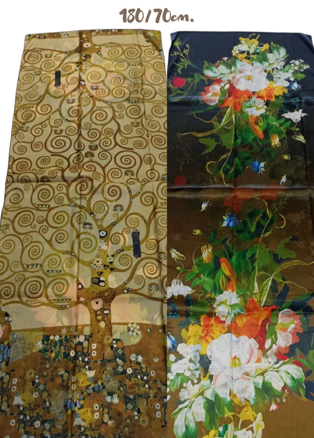 Двулицев копринен шал - картина Цветя 32
