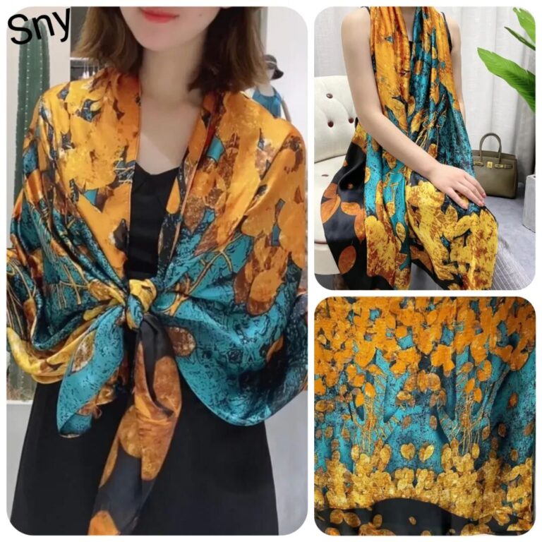 Копринен шал Mint & Orange 0037